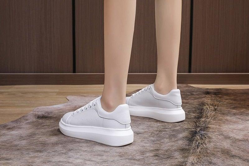 Genuine Leather Women Platform Autumn Fashion Sports Walking Sneakers
