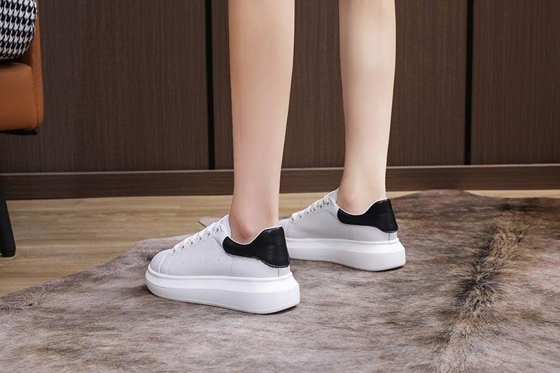 Genuine Leather Women Platform Autumn Fashion Sports Walking Sneakers