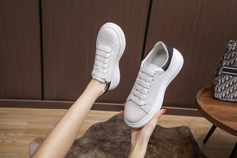 Genuine Leather Women Platform Autumn Fashion Sports Walking Sneakers