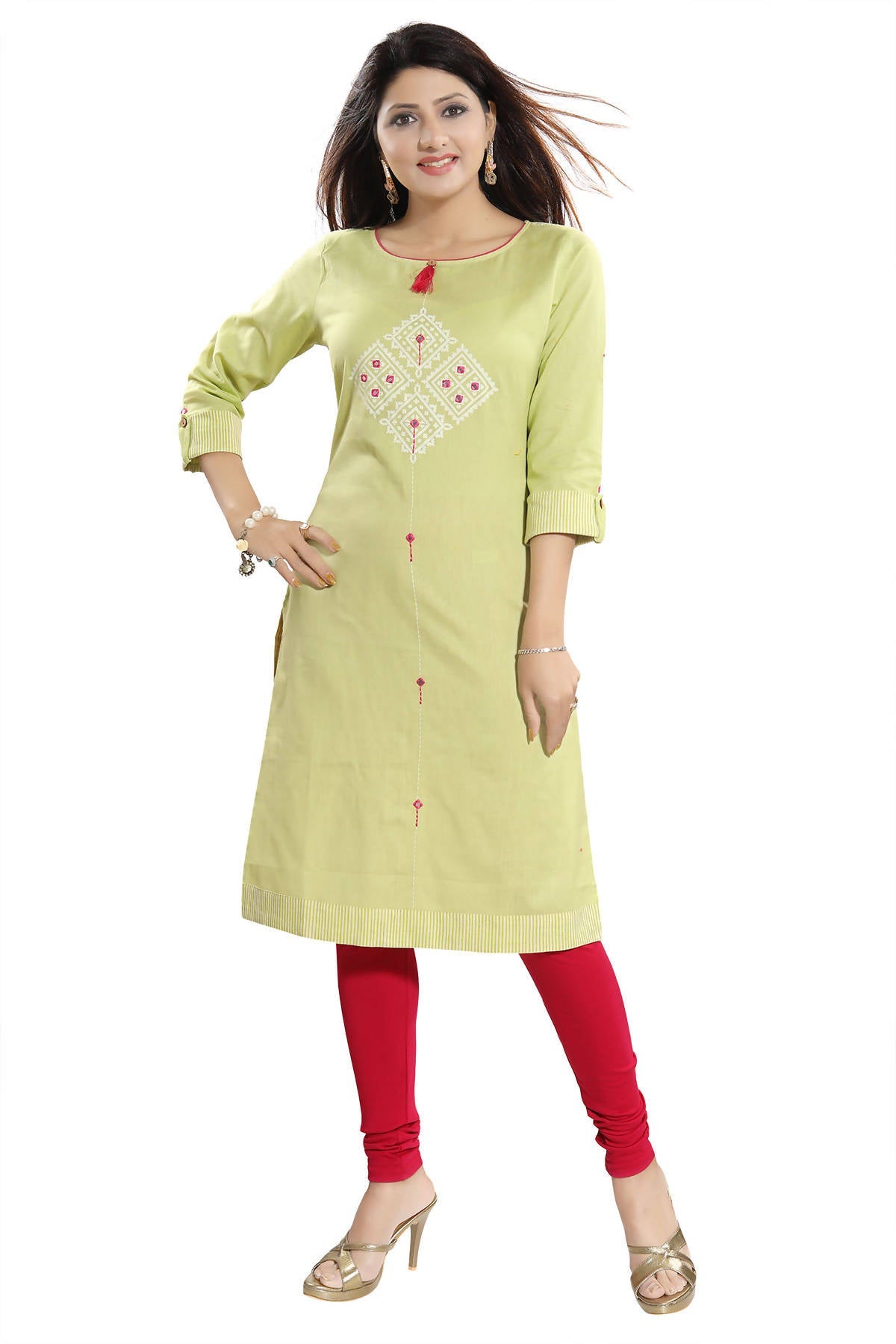 Snehal Creations Easy Breezy Liril Green Cotton Printed Tunic