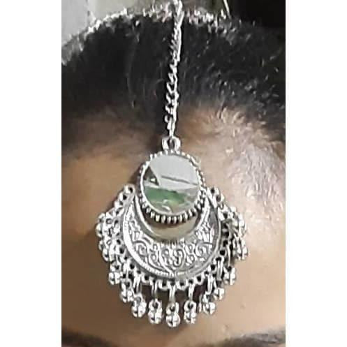 MS Fashion India Traditional Oxidized Silver Maang Tikka