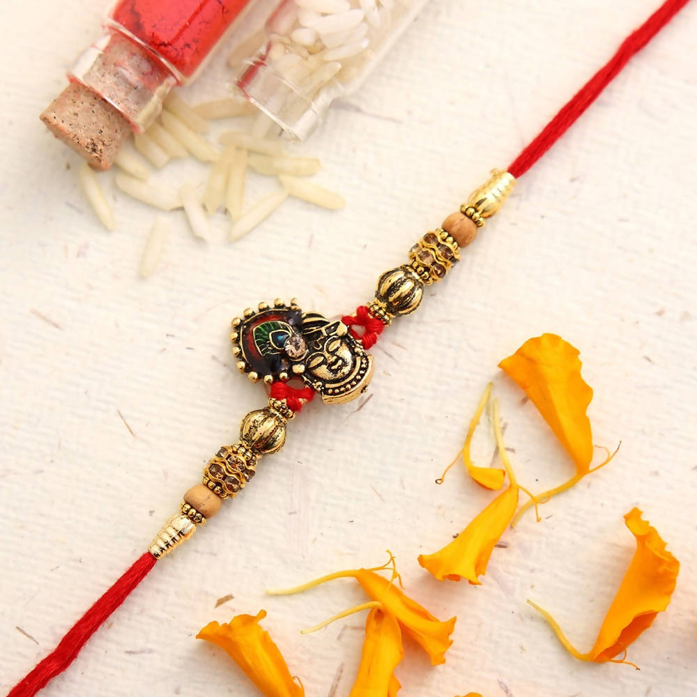 Serene Lord Krishna Rakhi & Cashew Jar