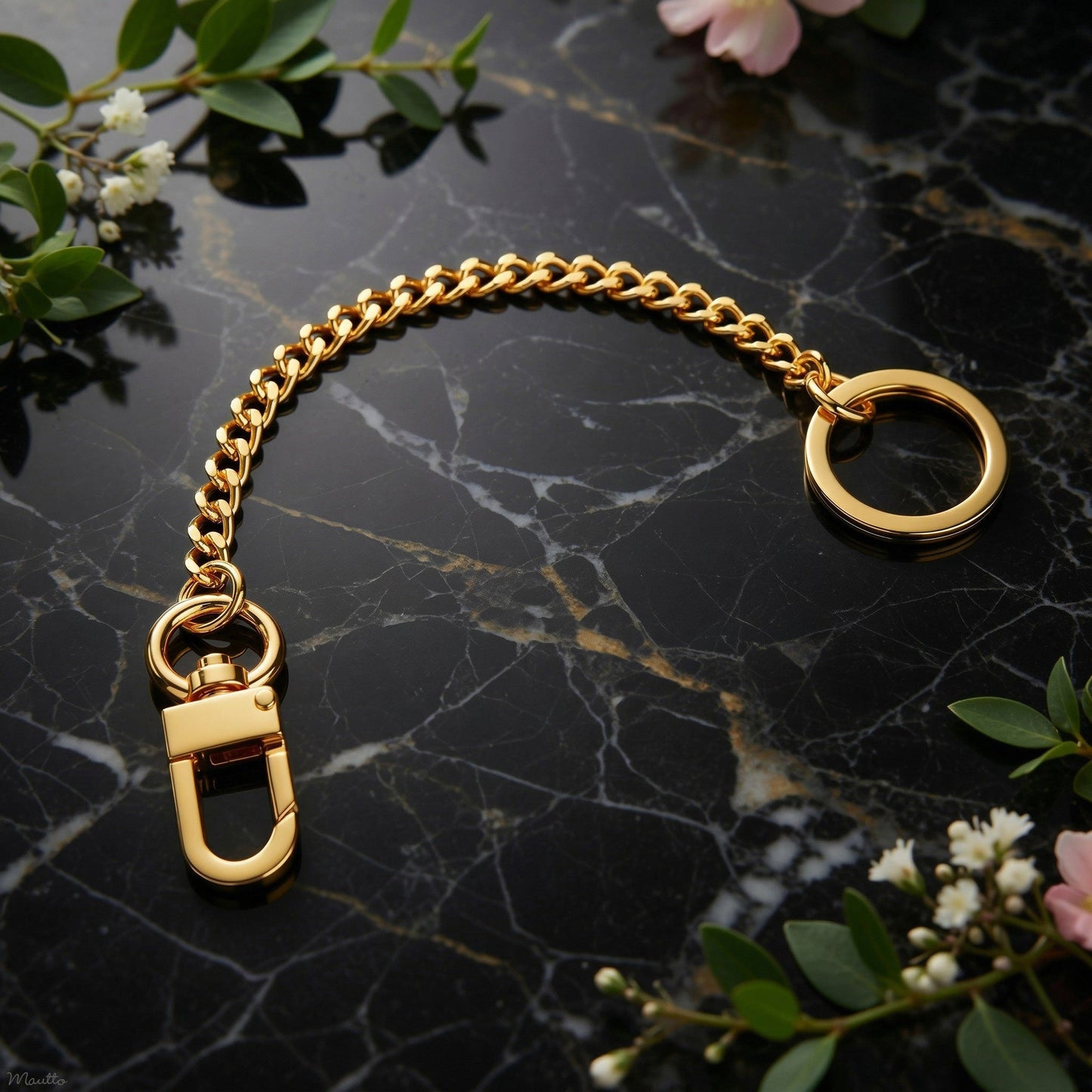 Bag Charm Chain - Mini Curb Chain with Diamond Cut Accents - Key Tether or Handbag Charm Accessory