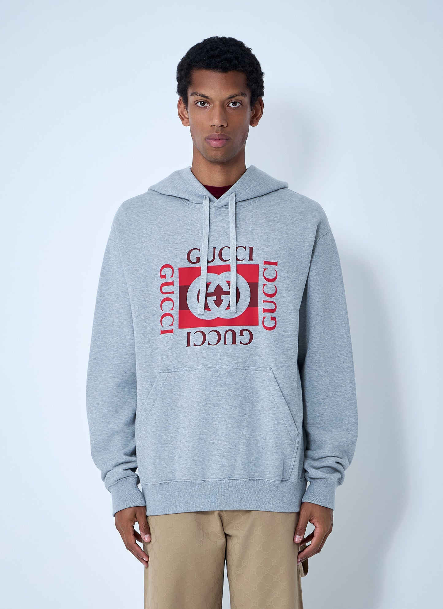 Gucci Men Logo Motif Hooded Sweatshirt