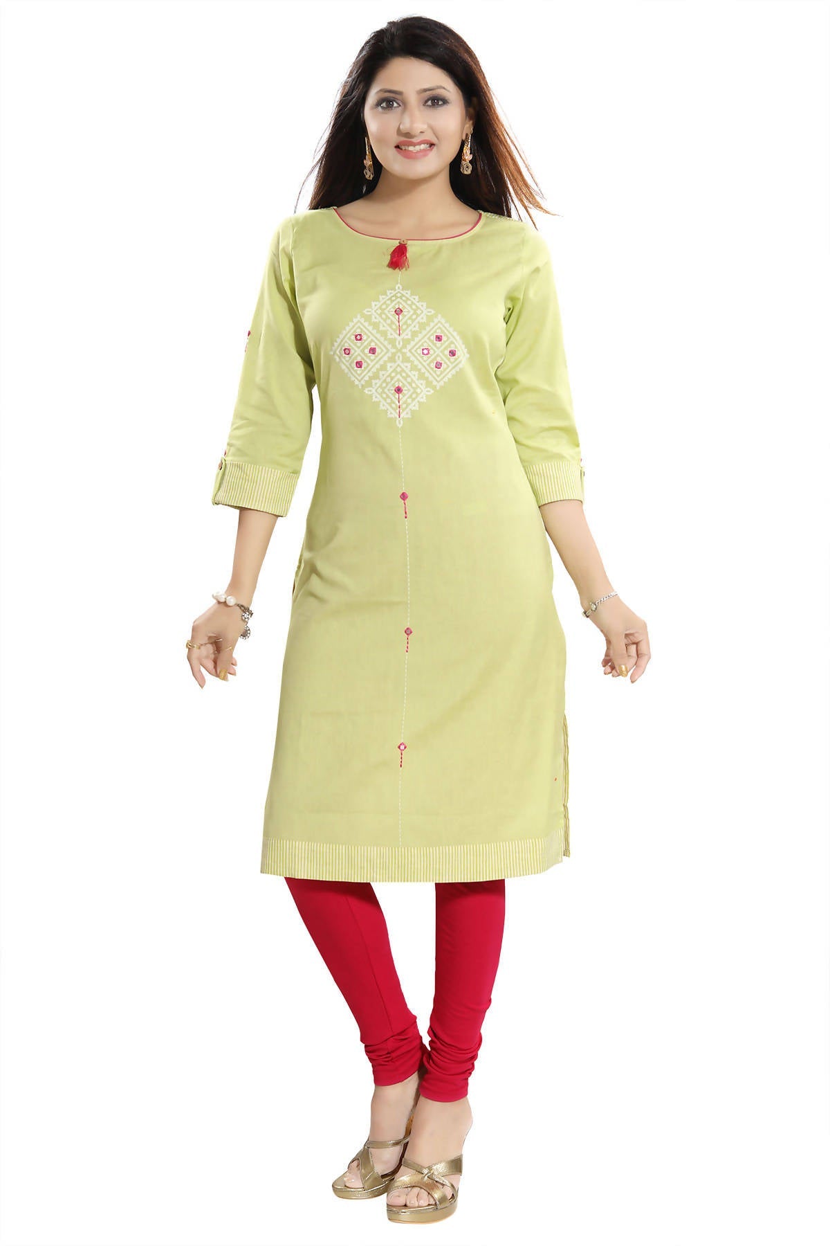 Snehal Creations Easy Breezy Liril Green Cotton Printed Tunic