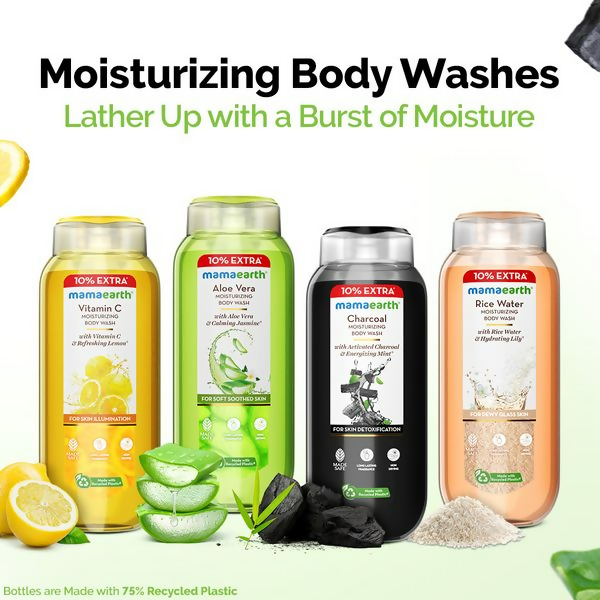 Mamaearth Charcoal Moisturizing Body Wash with Activated Charcoal & Energizing Mint for Skin