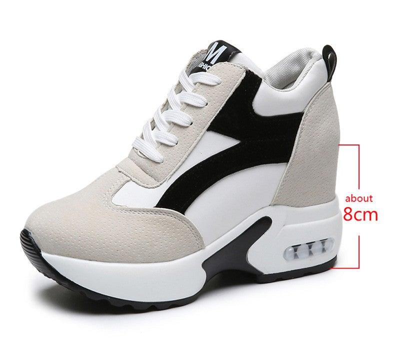 High Heel Womens Sneakers Red Black Air Cushion