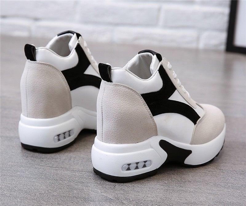 High Heel Womens Sneakers Red Black Air Cushion