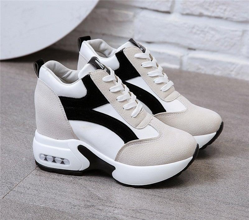 High Heel Womens Sneakers Red Black Air Cushion