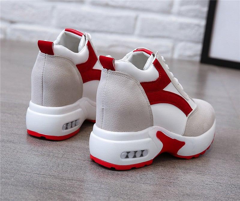 High Heel Womens Sneakers Red Black Air Cushion