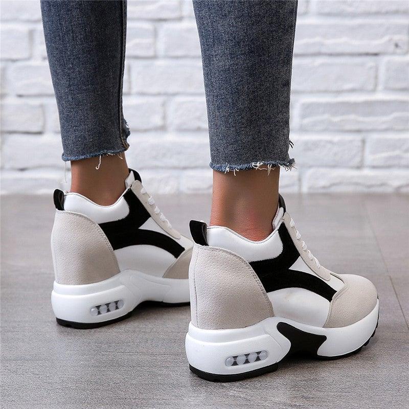 High Heel Womens Sneakers Red Black Air Cushion
