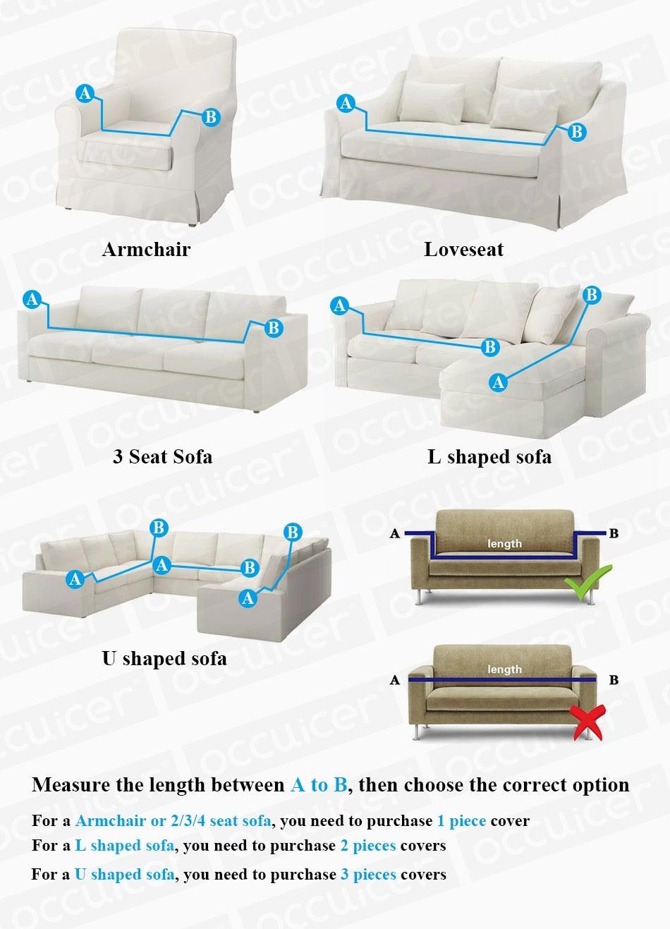 High Quality Velvet Plush Sofa Cover for Living Room Sectional Couch Cover Elastic Case Sofa Slipcover Stretch 1/2/3/4 Seater Velvet Sofa Couch Furniture Protector Soft Anti-Slip High Stretch