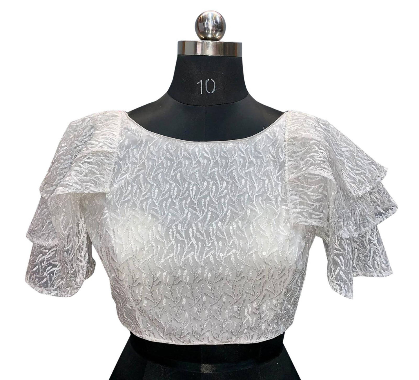 Vamika Beautiful Cream Net Shifly Work Blouse