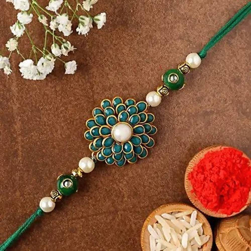 Floral Stylish Rakhi & Kaju Katli Box