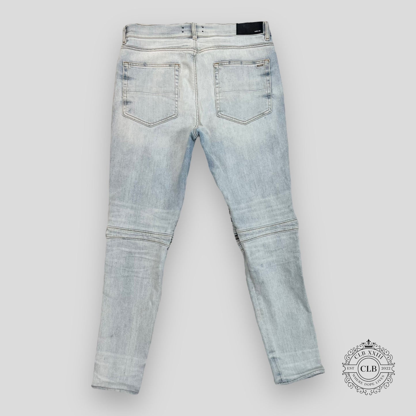 AMIRI MX2 WHITE BANDANA JEANS - LIGHT CLAY INDIGO