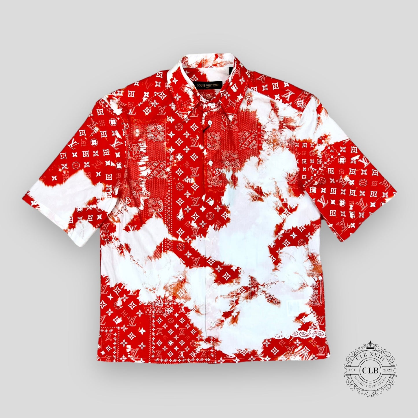 Louis Vuitton Monogram Bandana Short Sleeve Button Up in Orange