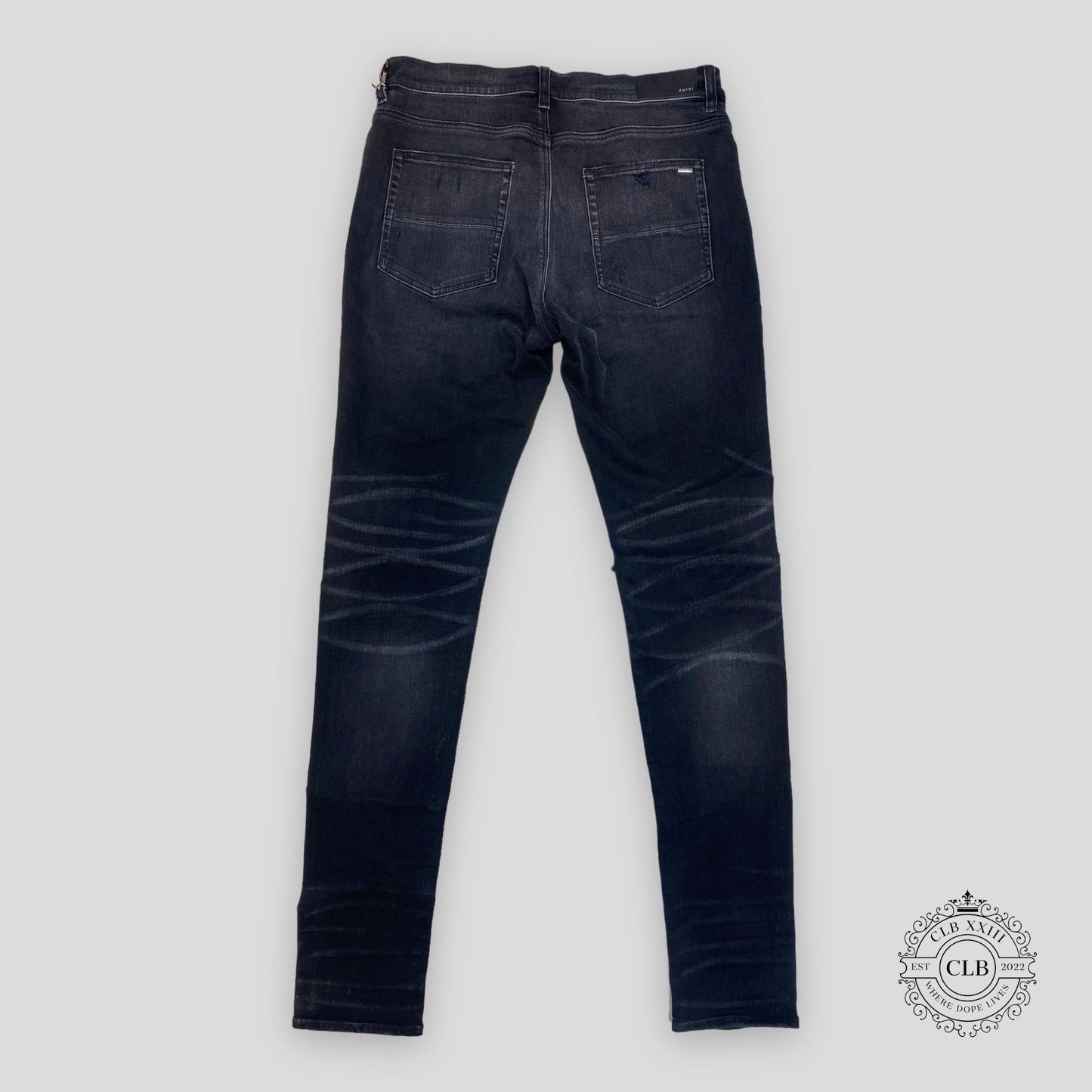 Amiri MX1 Cracked Paint Jeans in Aged Black/Blue