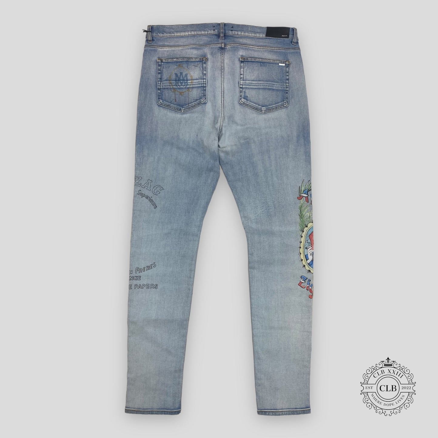 Amiri x Zig Zag Jeans in Light Indigo