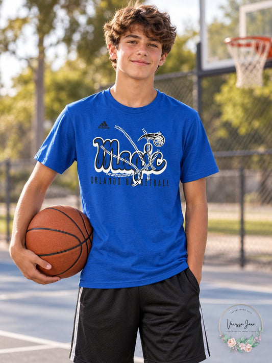 NBA Girls Orlando Magic Middle Basketball Short Sleeve Tee-Royal-L(14)