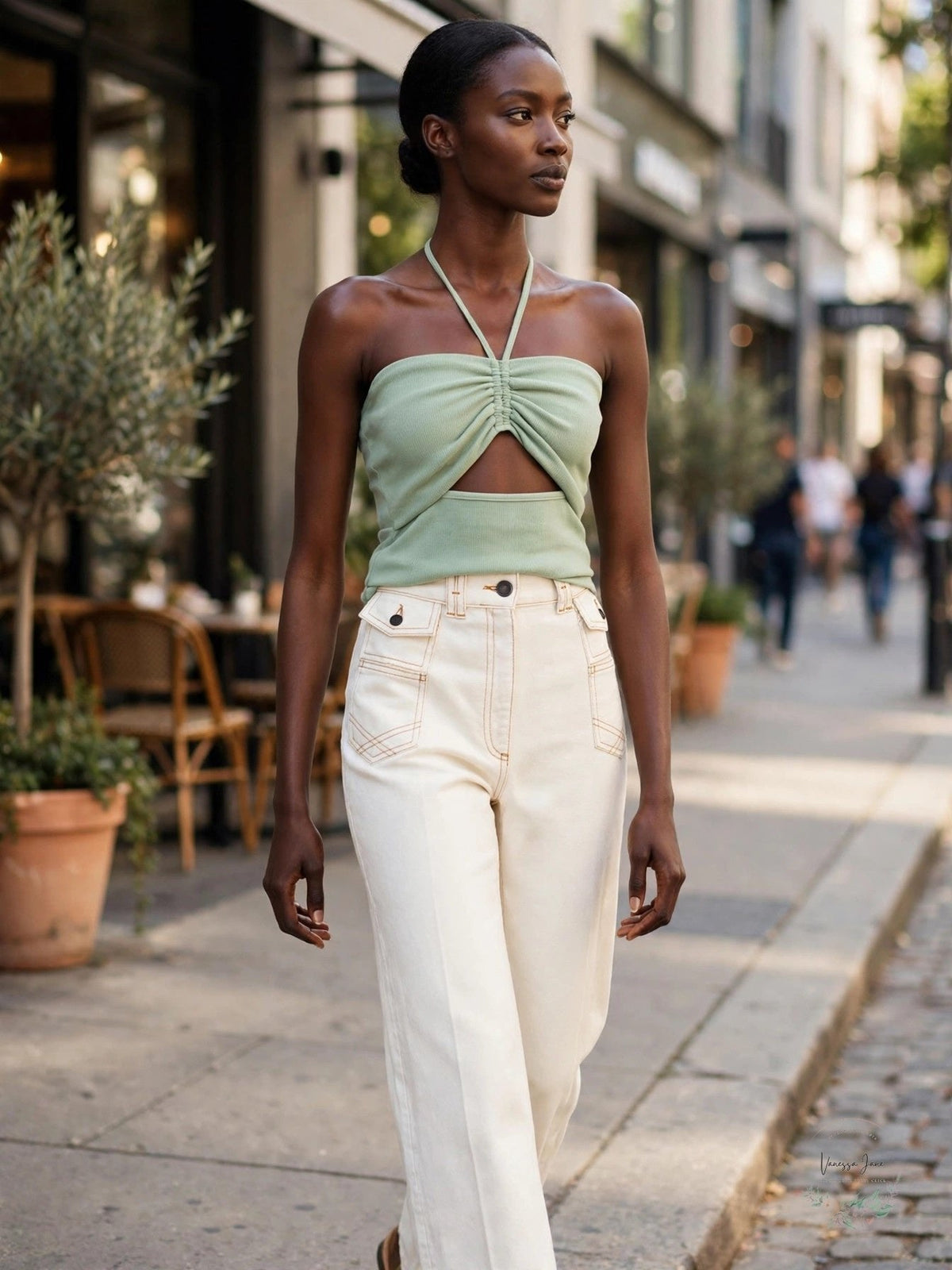 Aqua Cut-Out Halter Top