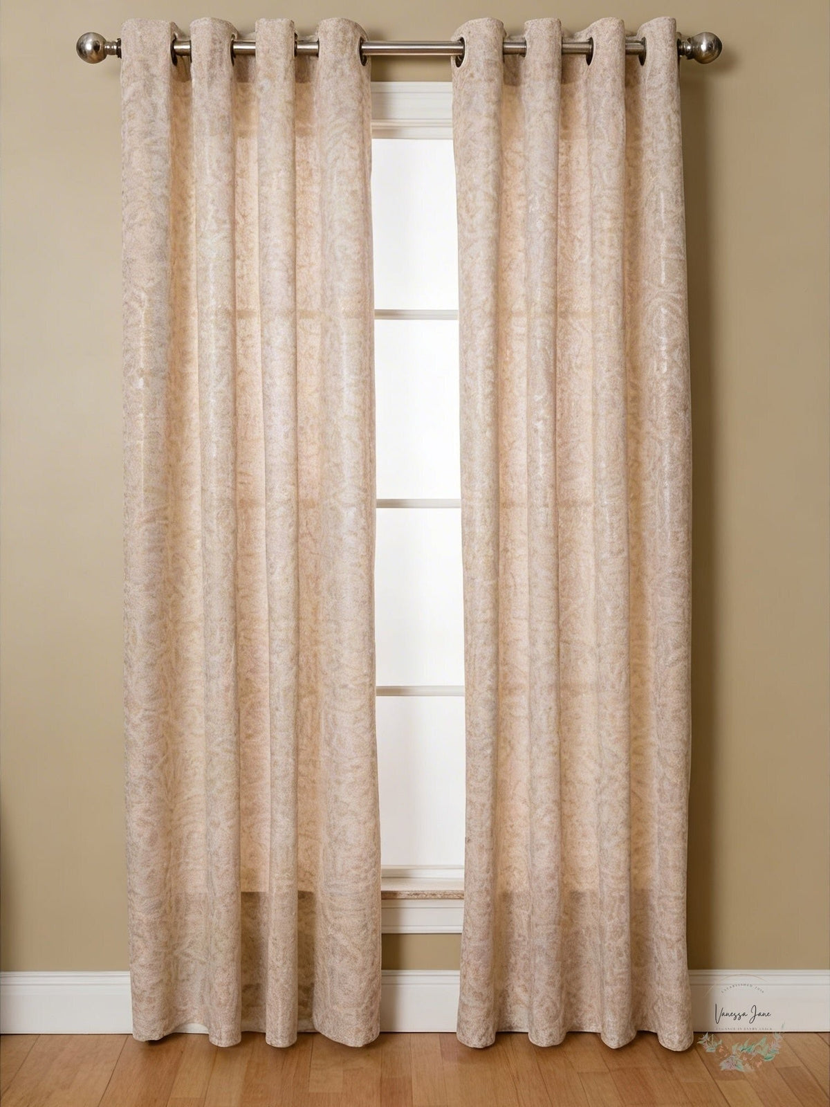 Miller Curtains Home Kailey Botanical Grommet Single Curtain Panel,95 Panel/Gold
