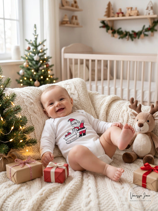 Carter's Infant Bodysuits White – White Santa Bodysuit – Infant/3Months