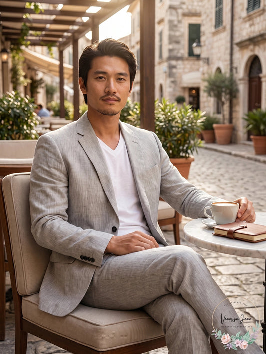 Alfani Mens Herringbone Stretch Linen Blazer