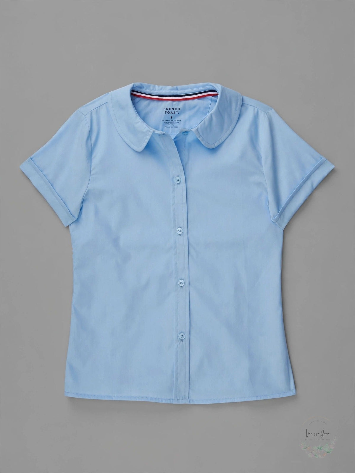 French Toast School Uniform Button Down Short Sleeve Peter Pan Blouse