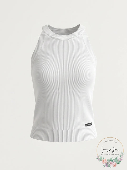 Calvin Klein Solid Color Sleeveless Crew Neck Women's Sweater Top