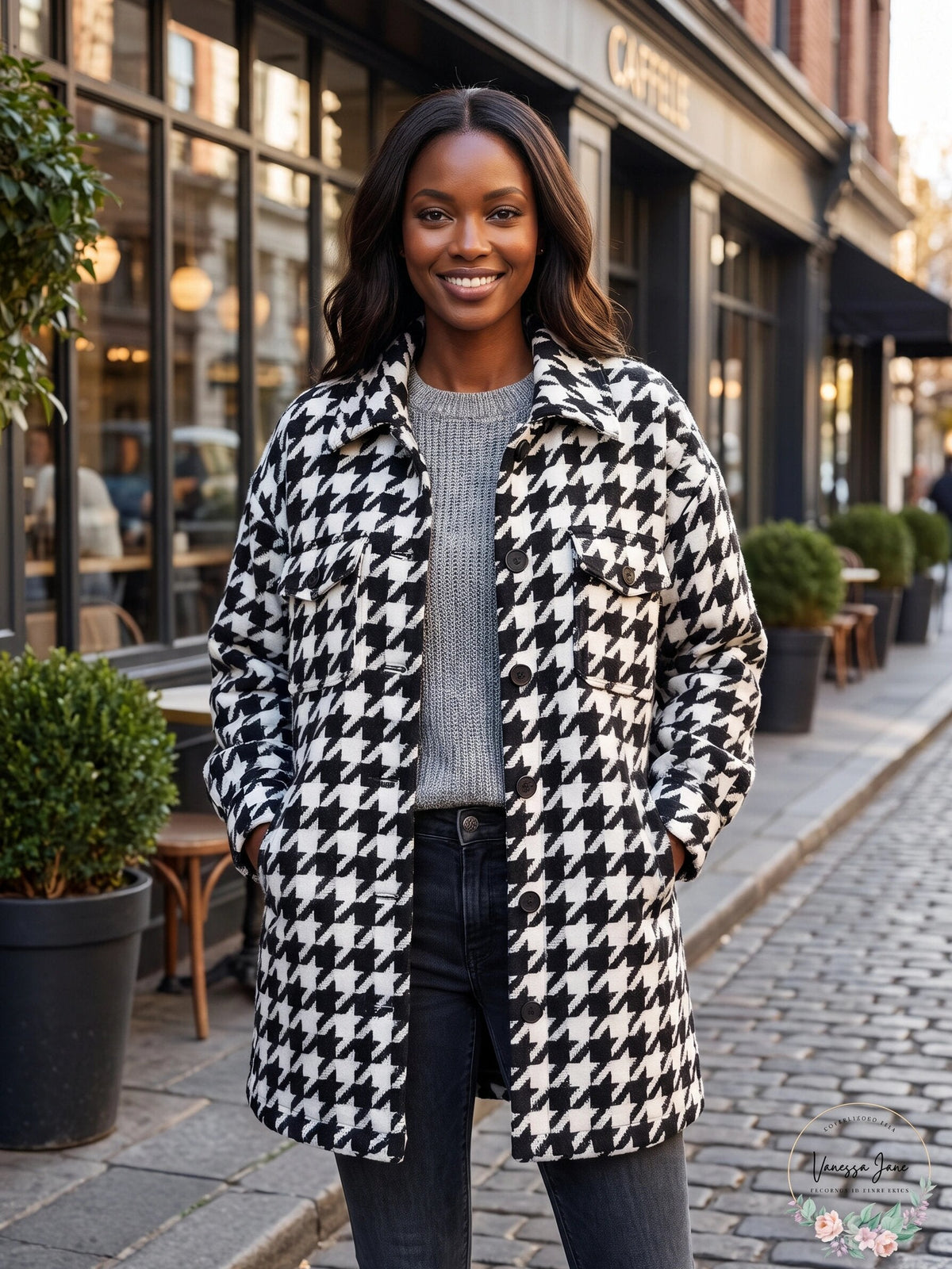 BAGATELLE.NYC Houndstooth Shirt Jacket