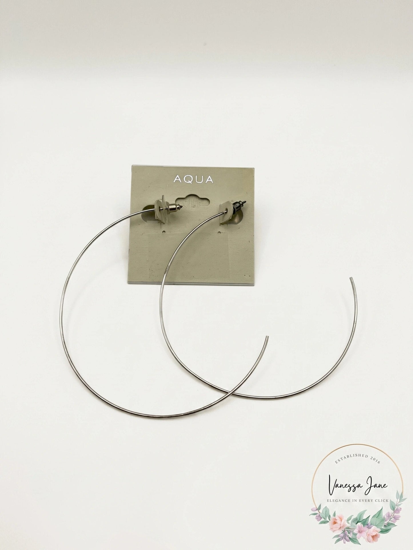 Aqua Freedom Large Whisper Hoop Earrings - Silver Tone