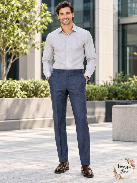 Michael Kors Mens Classic-Fit Airsoft Stretch Plaid Suit Pants