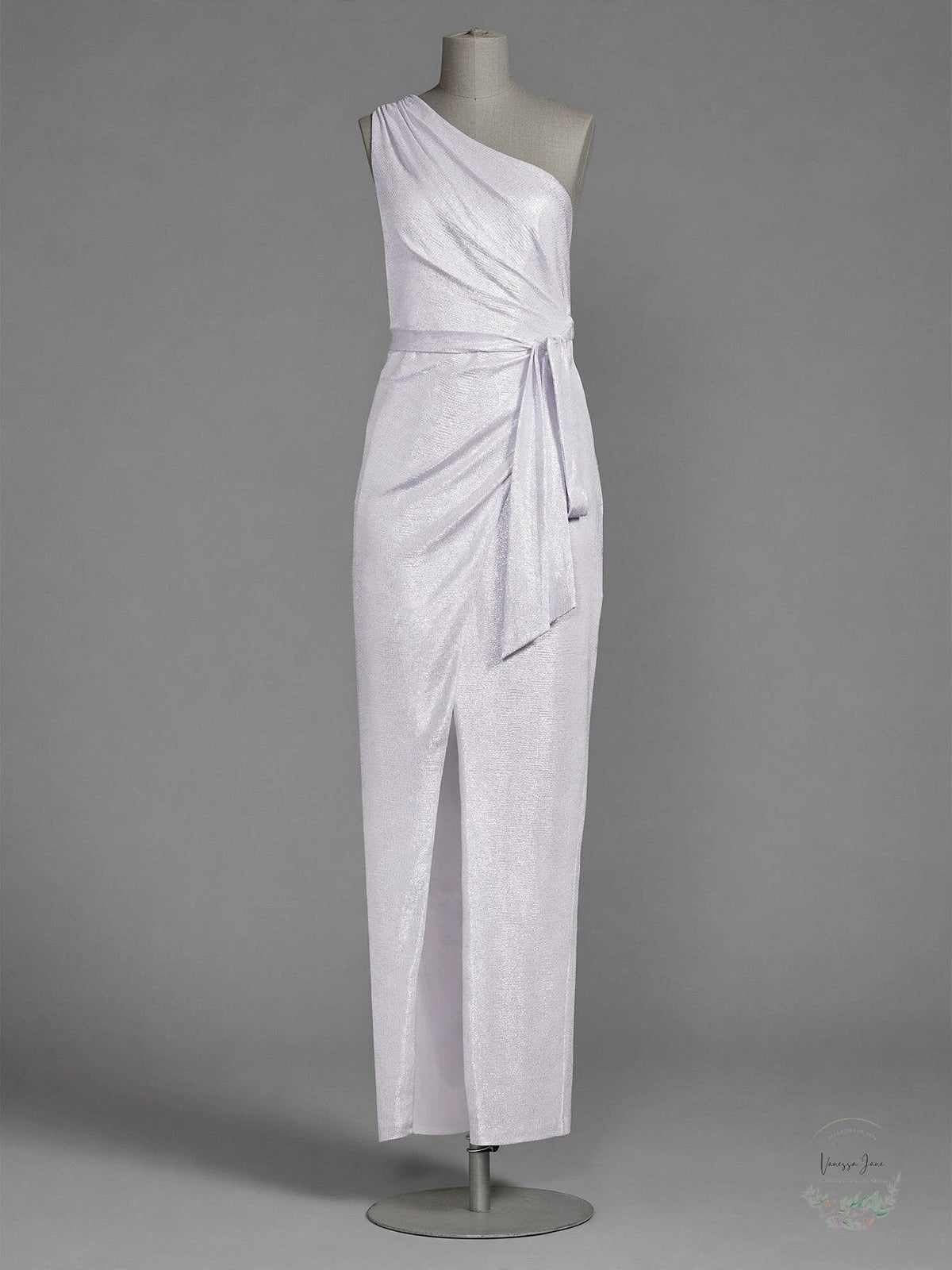 Aidan By Aidan Mattox Womens One-Shoulder Column Gown - Lavender - Size 10