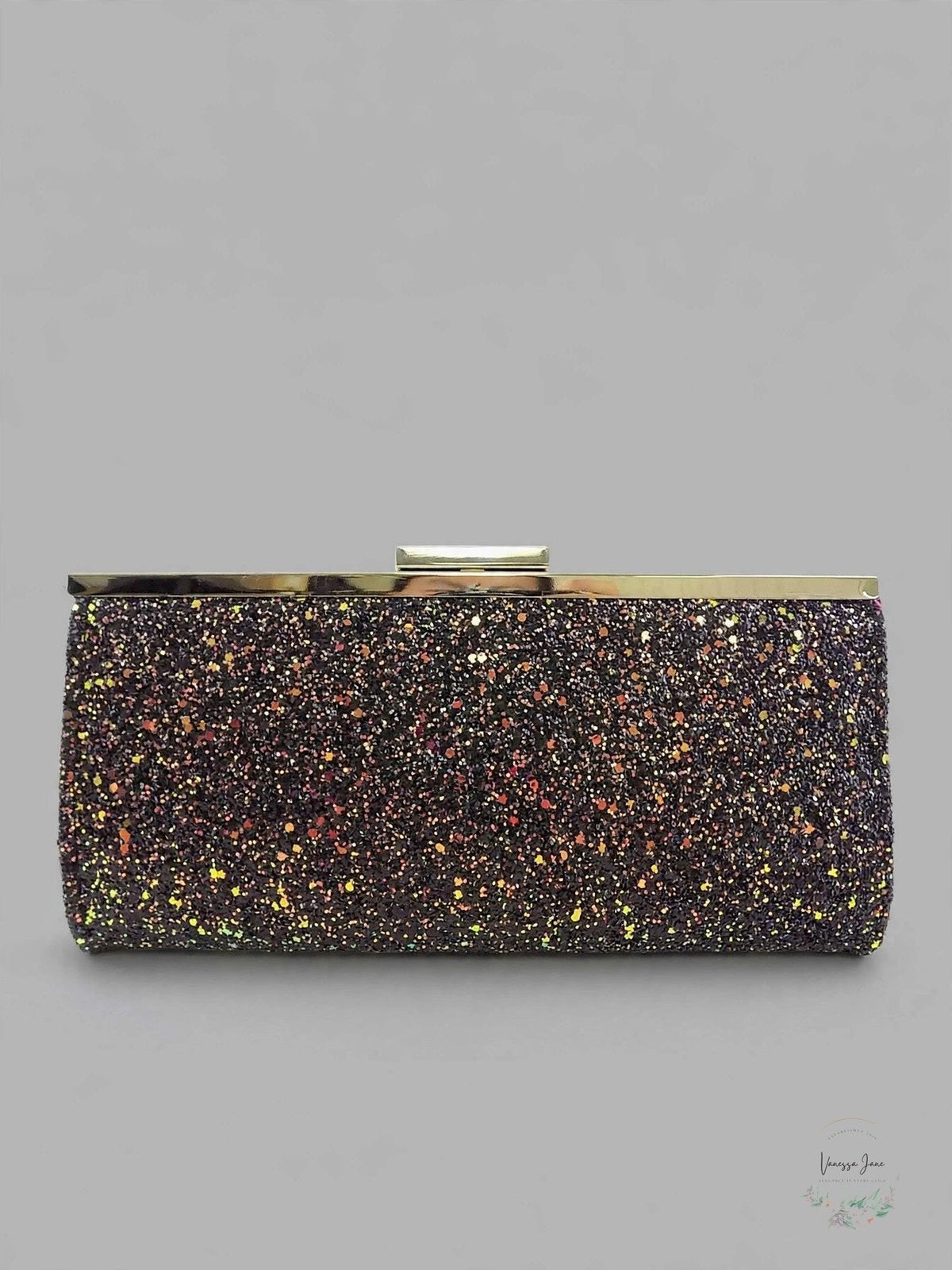 INC International Concepts Carolyn Cake Glitter Clutch Bag, Charcoal