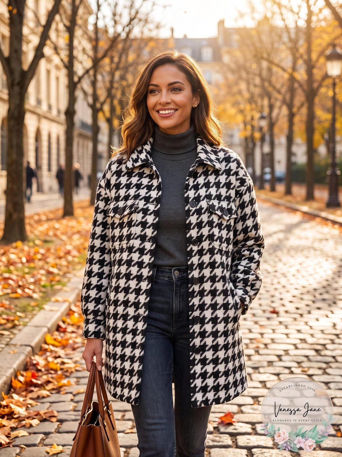 BAGATELLE.NYC Houndstooth Shirt Jacket