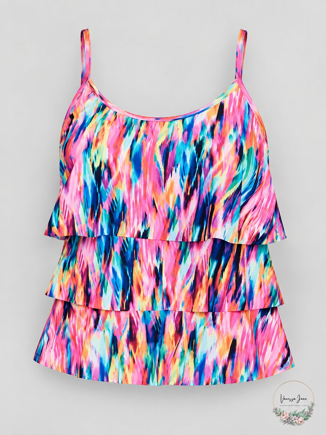 Swim Solutions Printed Triple-Tier Tankini Top