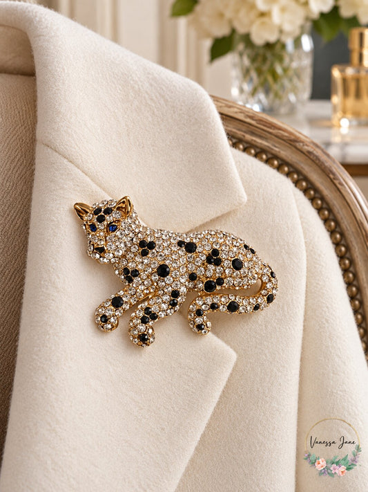 Charter Club Gold-Tone Crystal leopard Pin