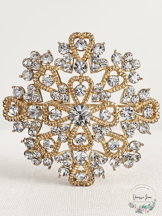 Charter Club Gold-Tone Crystal Heart Cluster Pin