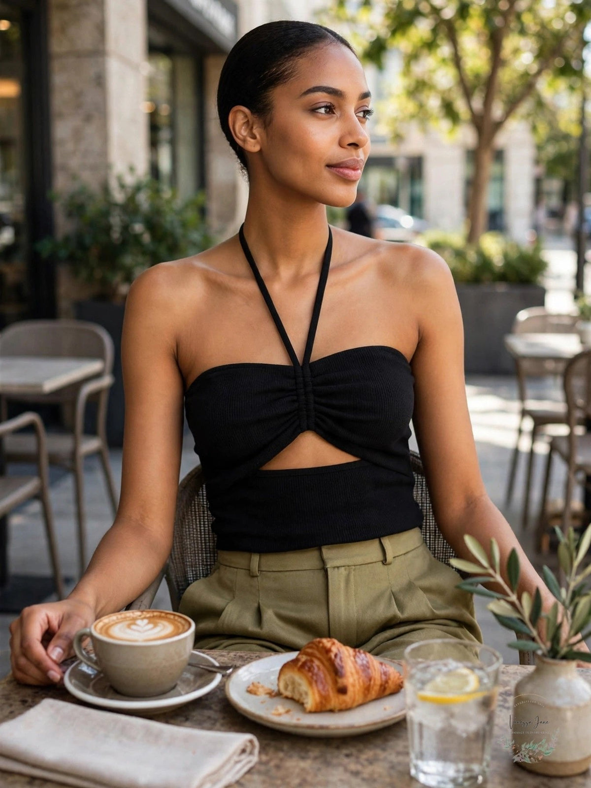 Aqua Cut-Out Halter Top