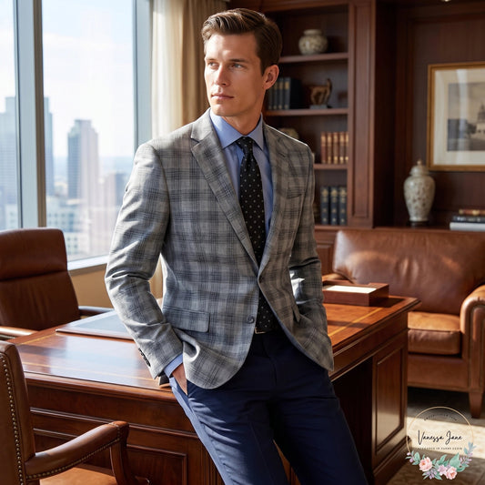 Lauren Ralph Lauren Mens Lexington Wool Blend Window Pane Two-Button Blazer