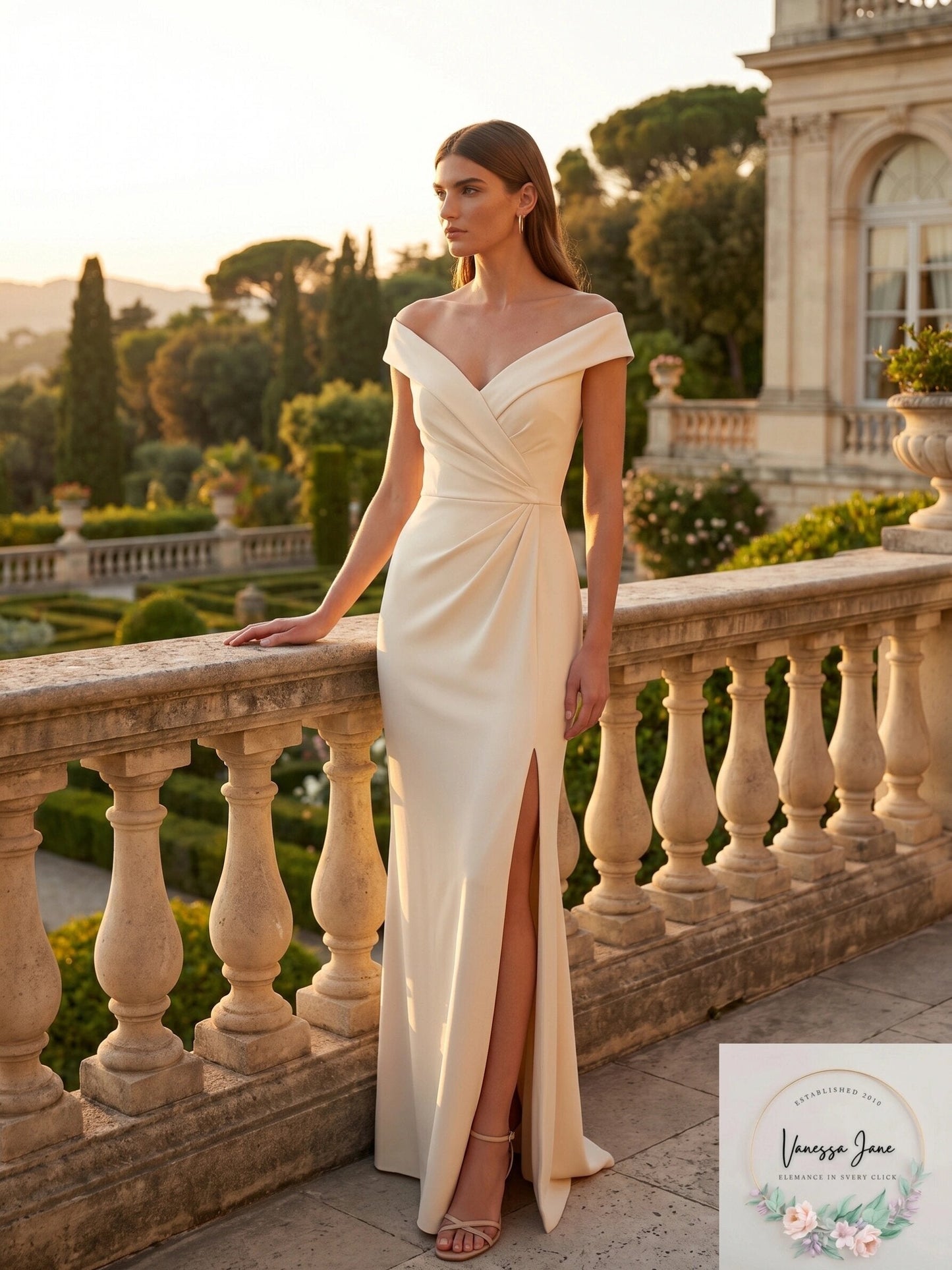 Lauren Ralph Lauren Jersey Off-the-Shoulder Gown