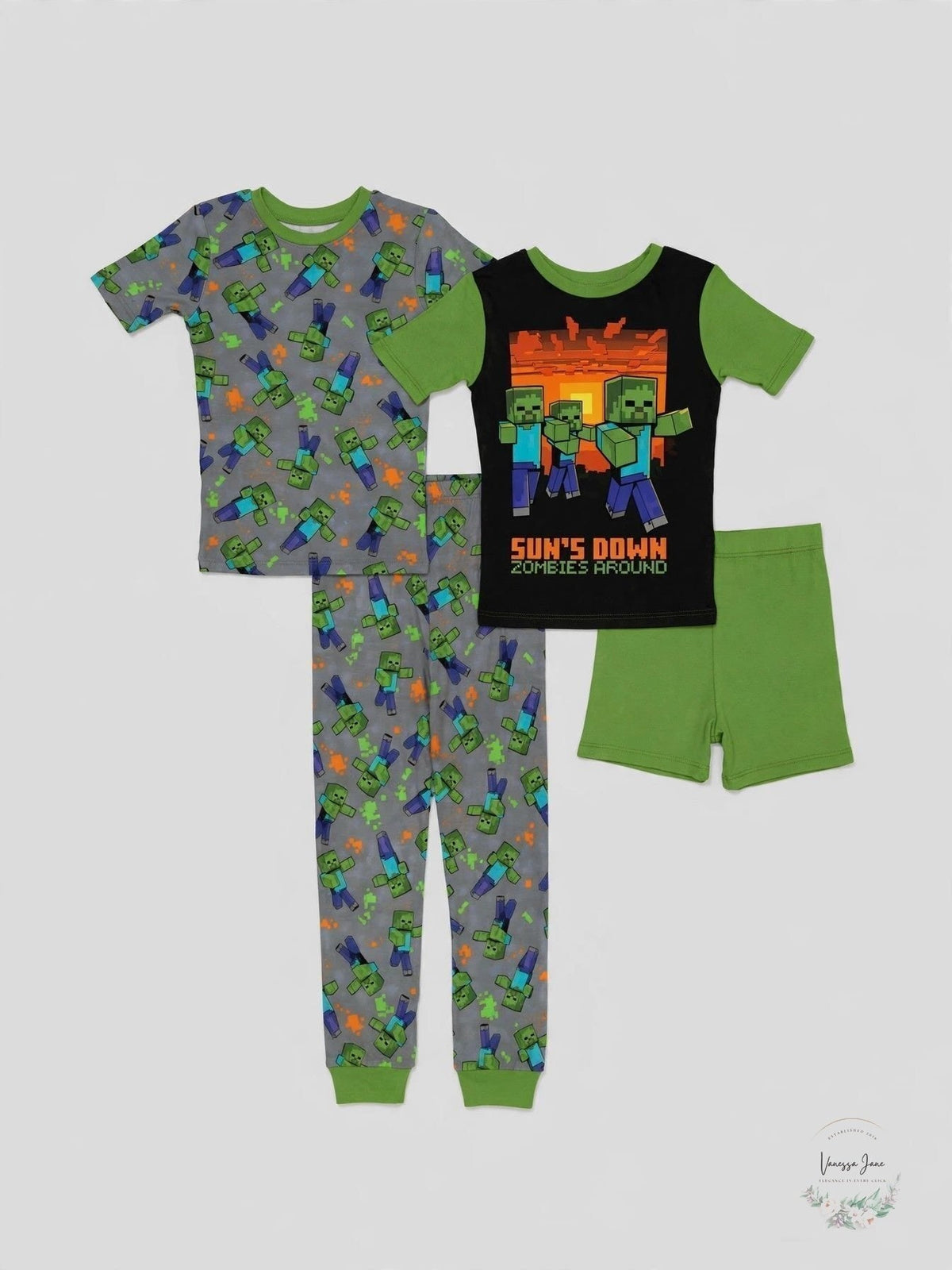 Minecraft Little Boys 4 Piece Cotton Pajama Set