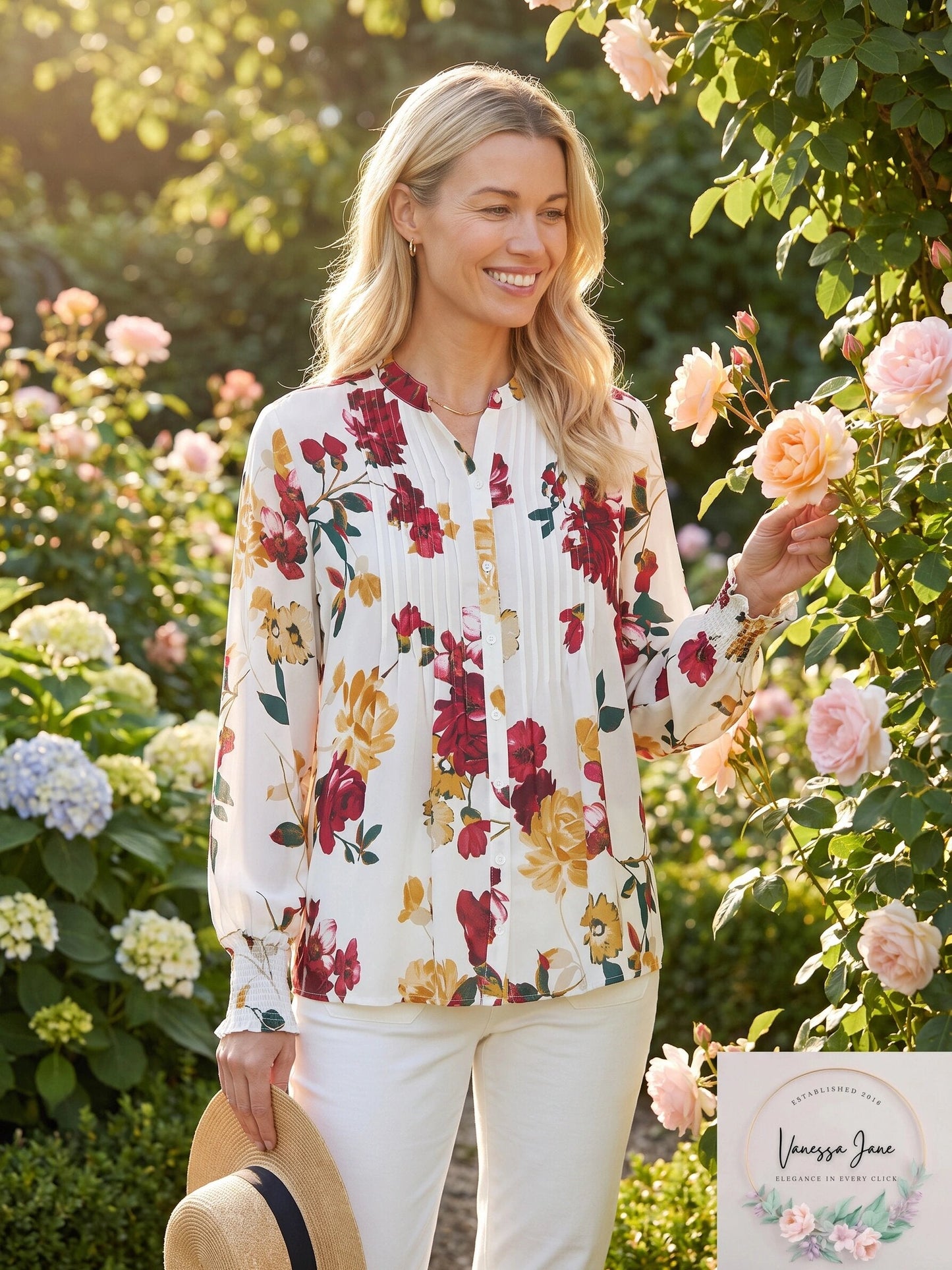 NYDJ Womens Pleated Peasant Blouse