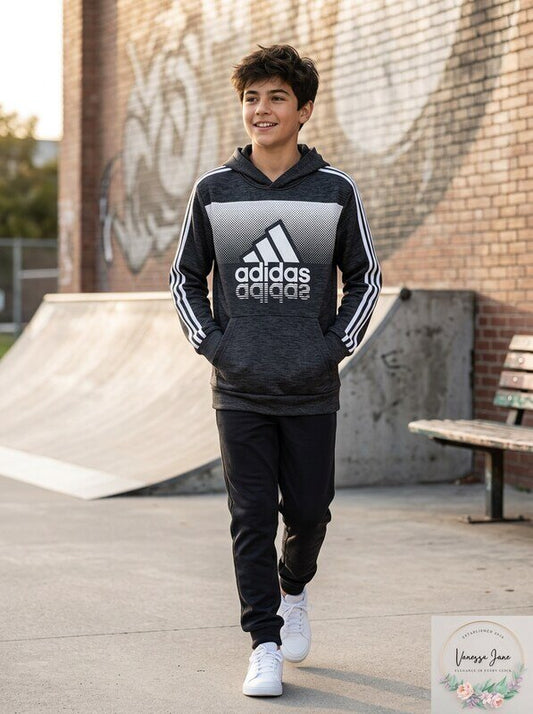 Adidas Big Boys Colorblock Melange Pullover Hoodie
