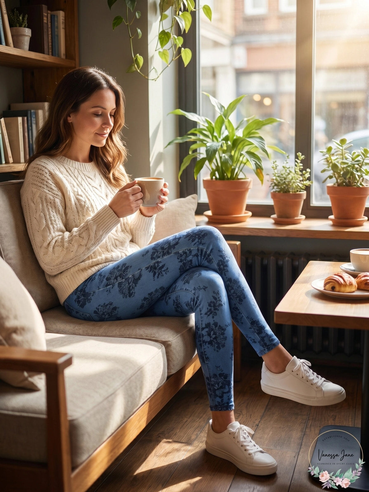 Hue Floral Denim Leggings