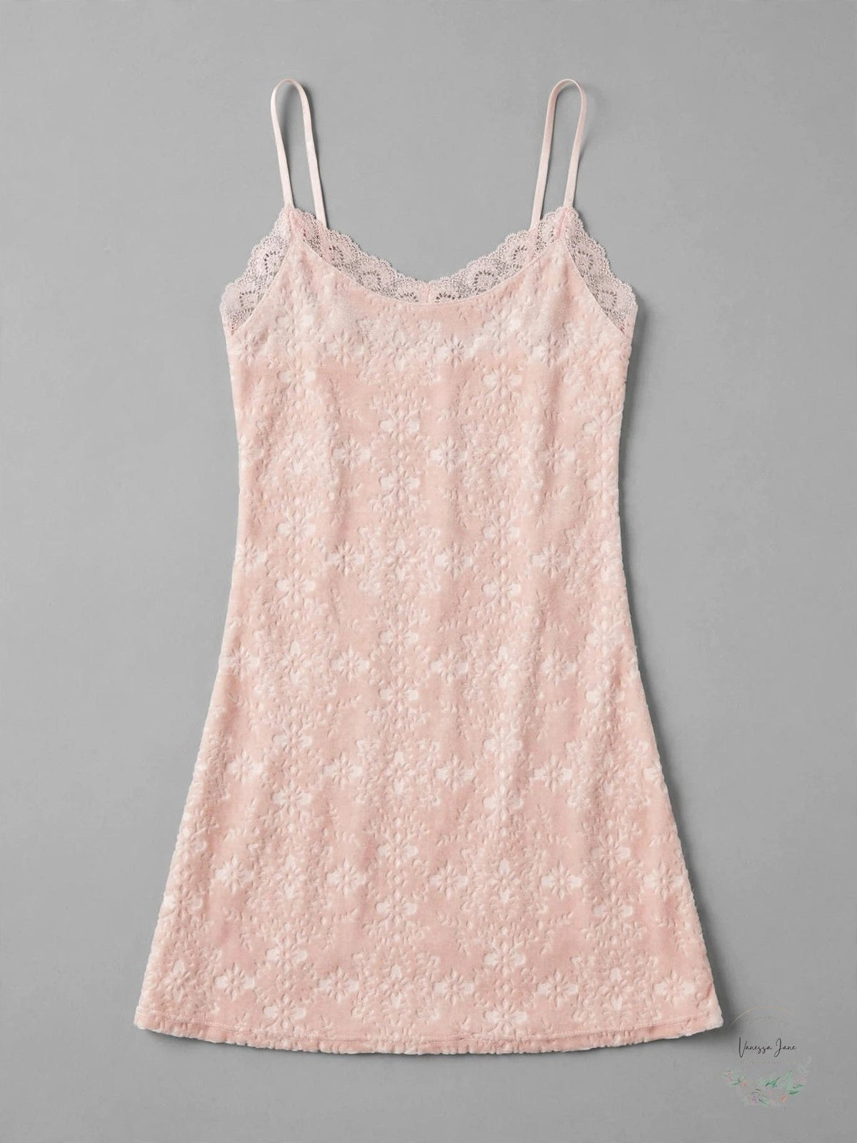 International ConceptsBurnout Lace-Trim Velvet Chemise