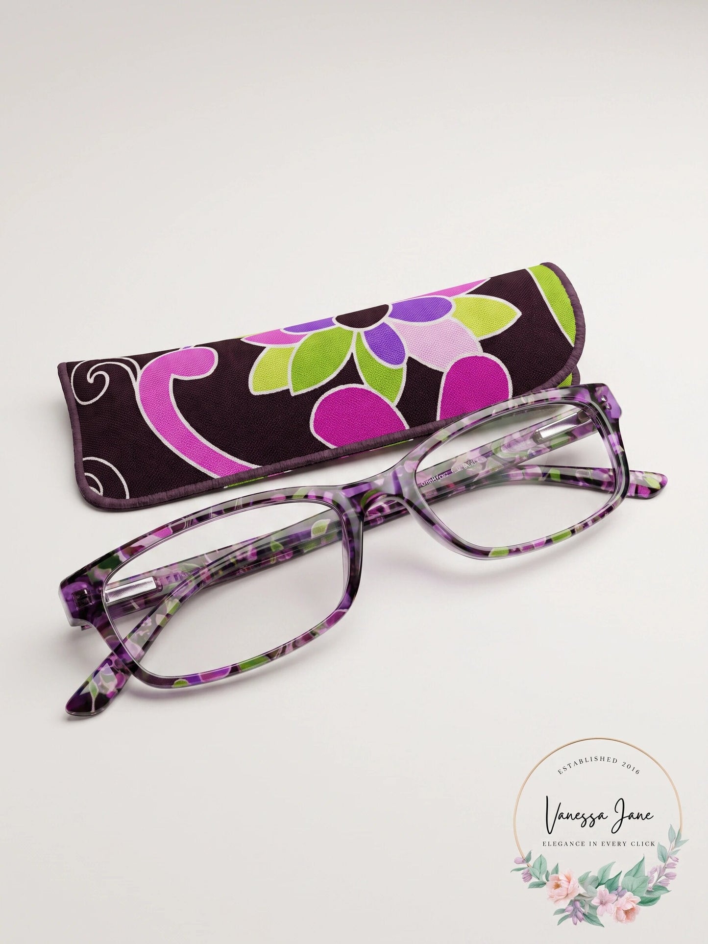 Vera Bradley Jennifer Eyeglasses  + 1.00 With  Power Purple Punch