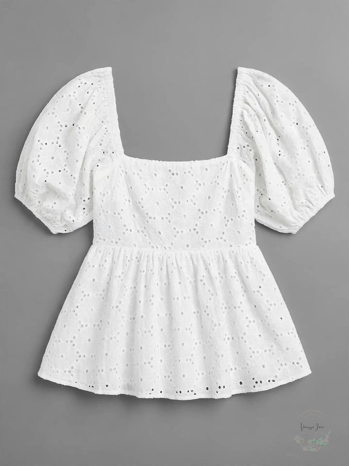 Aqua Babydoll Eyelet Top