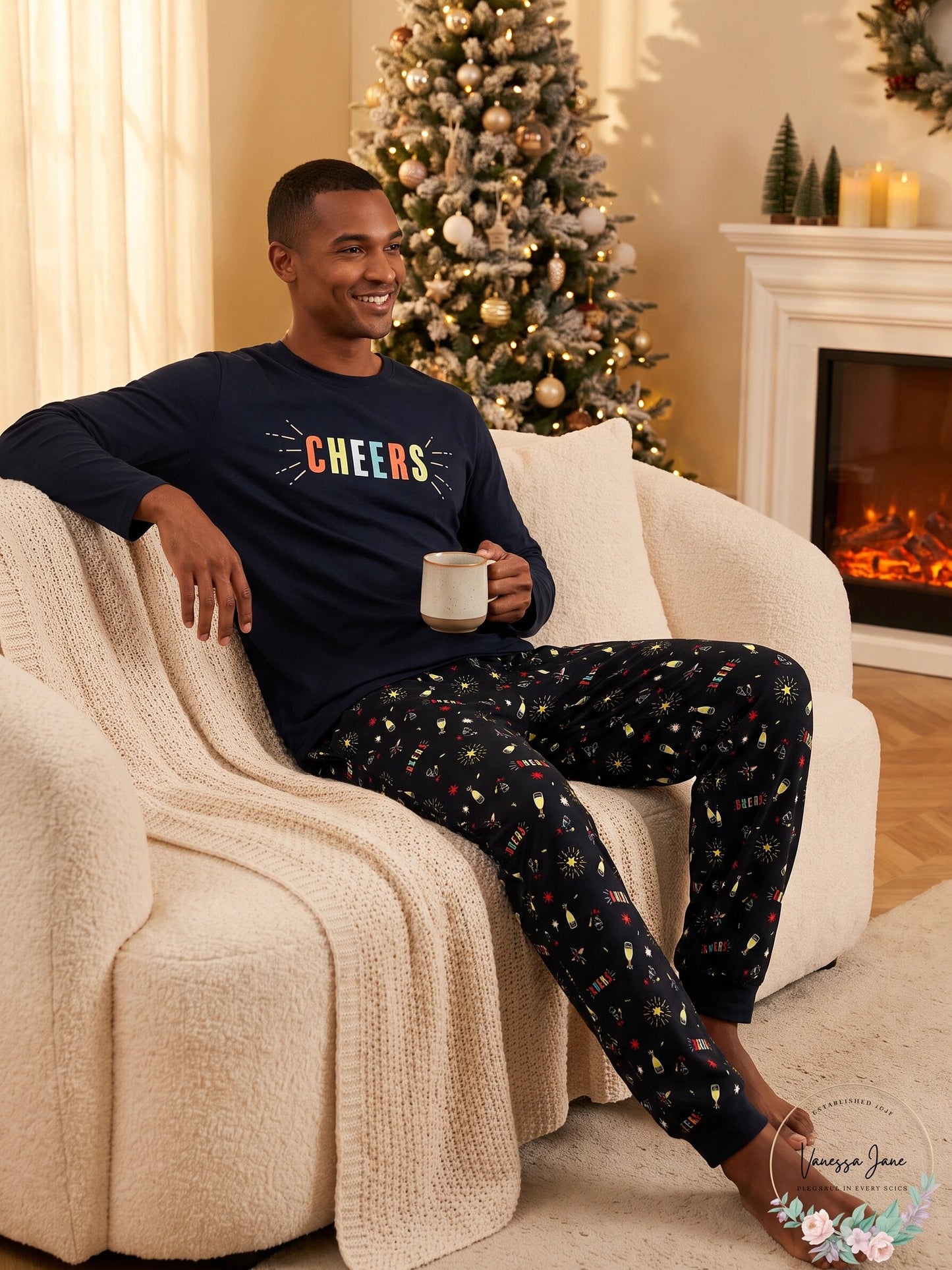 Family Pajamas Matching Mens New Years Mix It Pajama Set, Small
