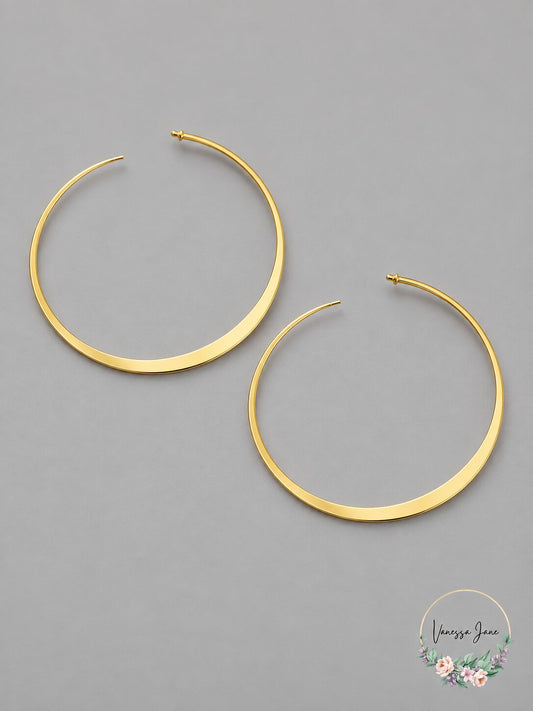 And Now This Silver Plated Flattened C-Hoop Earrings